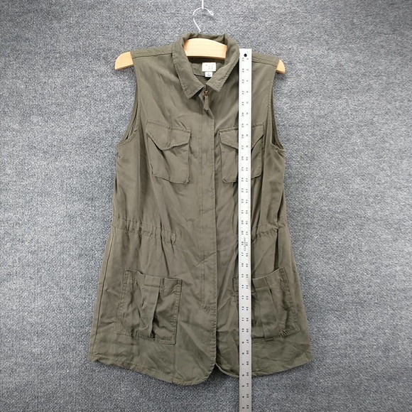 A New Day Women's Full Zip Utility Vest Green Small Drawstring Waist Pockets - Picture 10 of 12